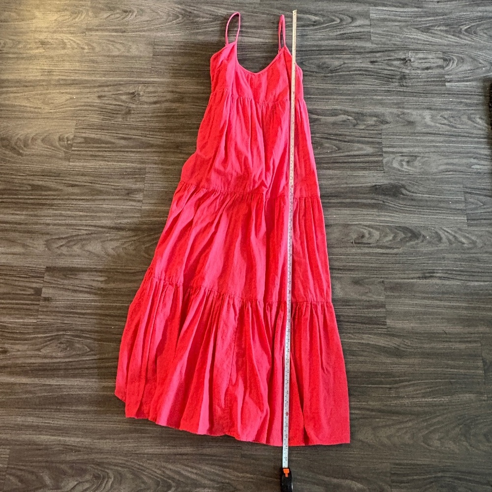 Billabong Dance Away Red Cotton Maxi Dress V-neckline - Picture 9 of 11